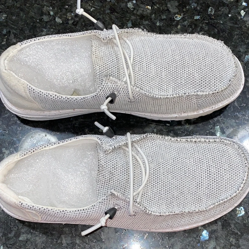 Hey Dude Wendy Women's White Knit Moccasins Stone White Size 9 - Picture 2 of 10